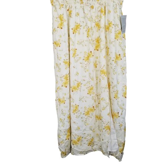 WAYF Rashida Smocked Midi Sundress, Ivory Floral Print Rayon Dress, Size 1X, NWT - Picture 5 of 12